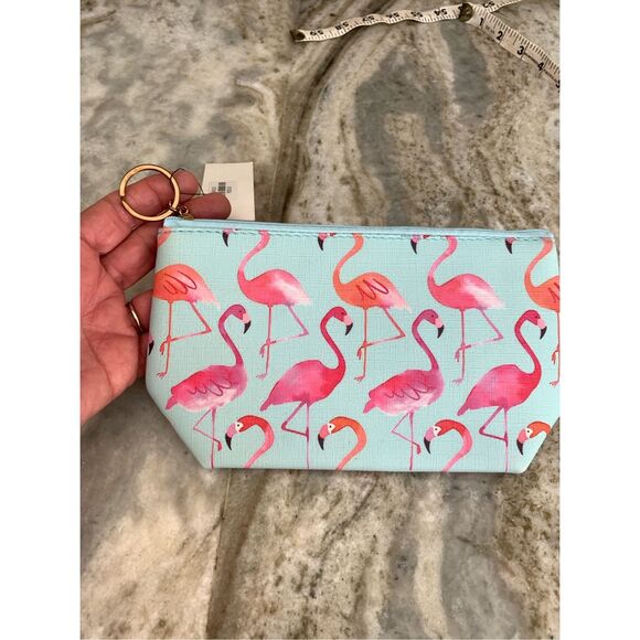 Makeup Bag Blue Flamingos #pouch #tropical - Picture 3 of 3